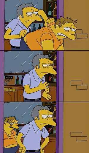 Moe Tossing Barney From Moe's - Meming Wiki